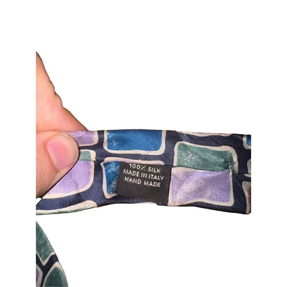 Manzoni Multicolored Wall Motif Handmade in Italh 100% Silk Neck Tie
